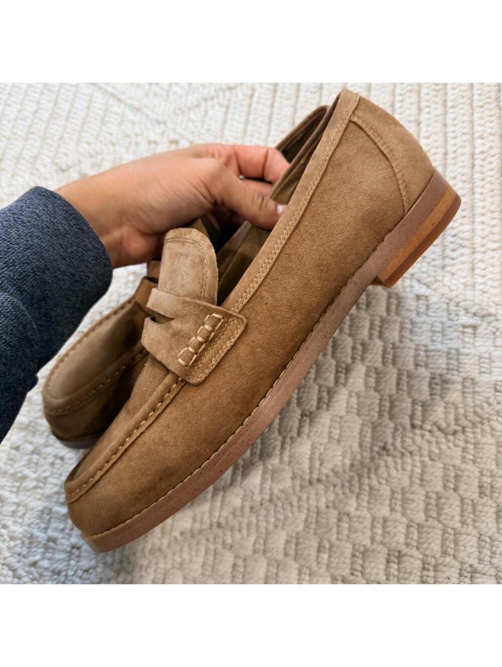 Tony Bianco Zac Brown Taupe Suede Loafers - Picture 6 of 8